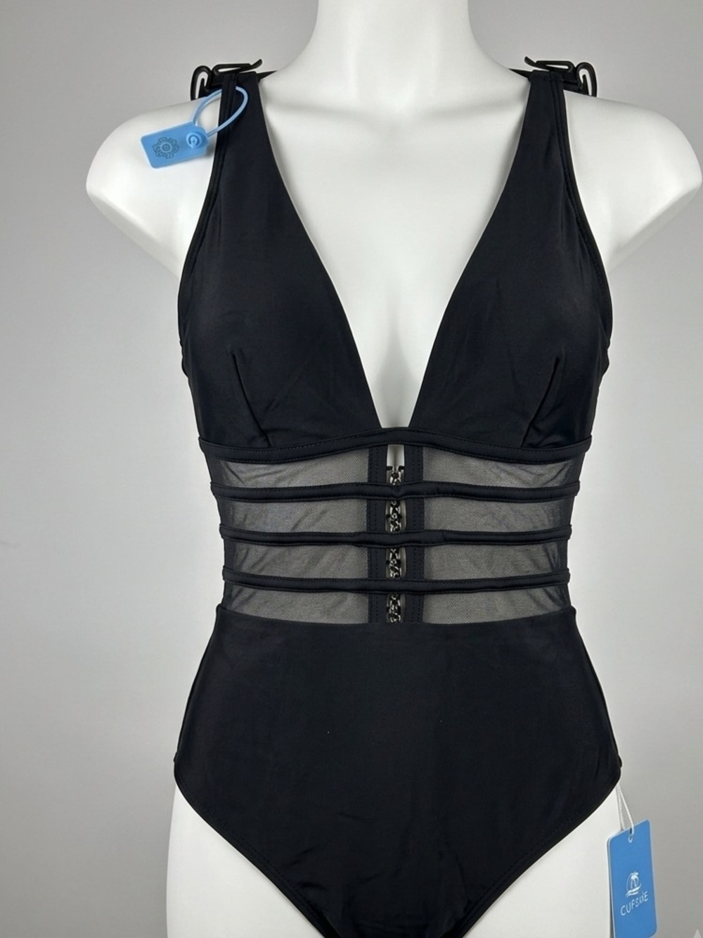 Cupshe Black Feel the Tummy Contouring One-Piece Swimsuit NWT Size S